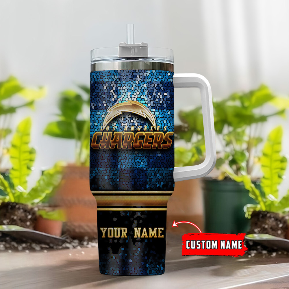 Custom NFL Chargers Tumbler with Handle - Personalized Fan Gift - Image 2