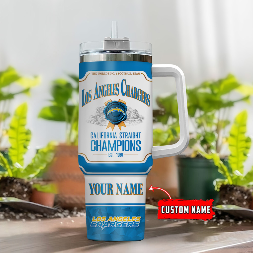 Custom Los Angeles Chargers Tumbler Mug - Personalized NFL Fan Gift - Image 2