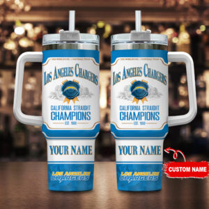 Custom Los Angeles Chargers Tumbler Mug - Personalized NFL Fan Gift
