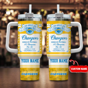Custom Los Angeles Chargers Personalized Tumbler with Handle - Perfect Gift for Fans