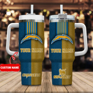 Custom Name Football Fan Tumbler - Personalized Sport Mug with Straw & Handle
