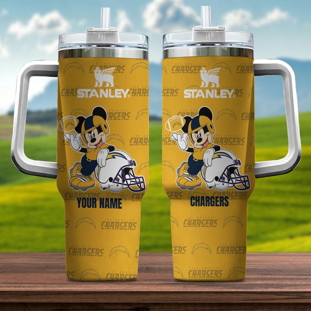 Custom Mickey Football Tumbler - Chargers Edition for Fans