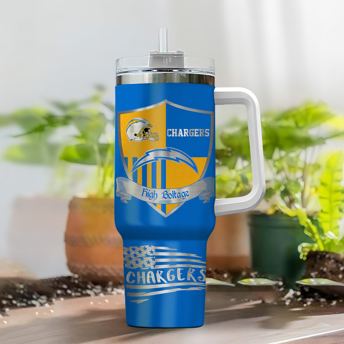 Customizable Los Angeles Chargers Tumbler - Personalized Name & Logo Design - Image 2