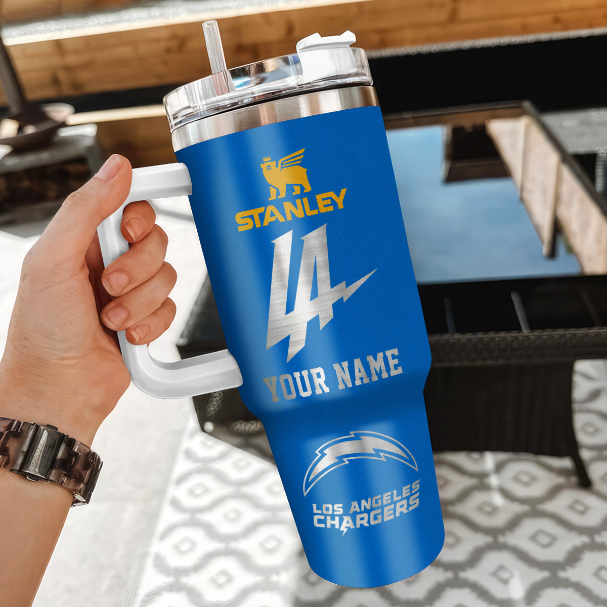 Customizable Los Angeles Chargers Tumbler - Personalized Name & Logo Design - Image 3