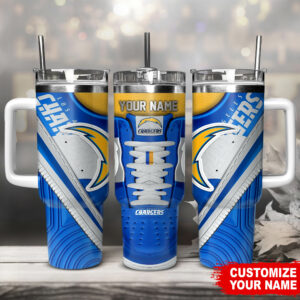 Customizable Los Angeles Chargers Tumbler with Handle - Personalized Gift