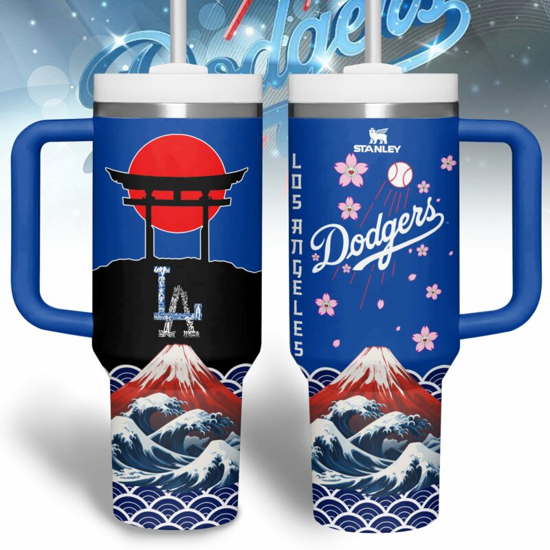Los Angeles Dodgers MLB Custom Stanley Quencher 40oz Stainless Steel Tumbler With Handle - Threewoofs