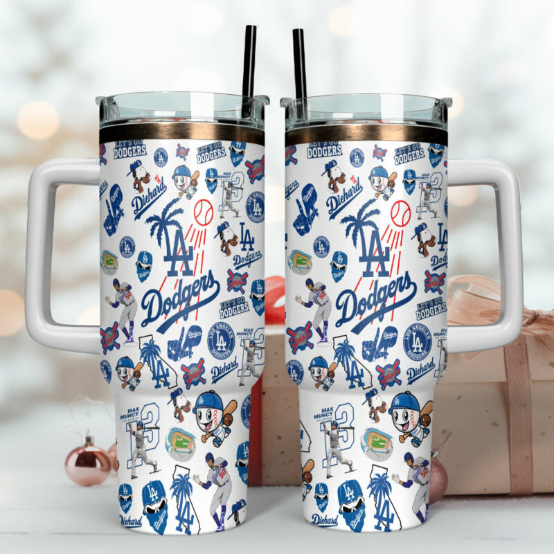 Los Angeles Dodgers MLB Sports Custom Stanley Quencher 40oz Stainless Steel Tumbler With Handle - Threewoofs - Image 4