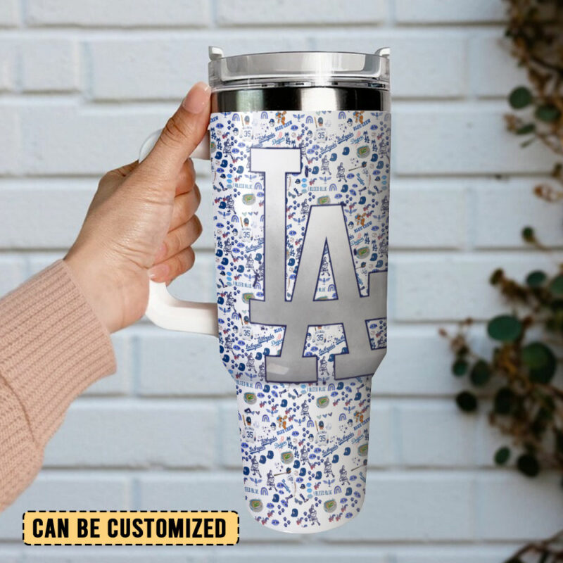 Los Angeles Dodgers MLB Sports Custom Stanley Quencher 40oz Stainless Steel Tumbler With Handle - Threewoofs - Image 3