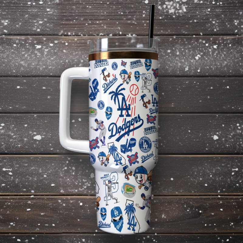 Los Angeles Dodgers MLB Sports Custom Stanley Quencher 40oz Stainless Steel Tumbler With Handle - Threewoofs - Image 2