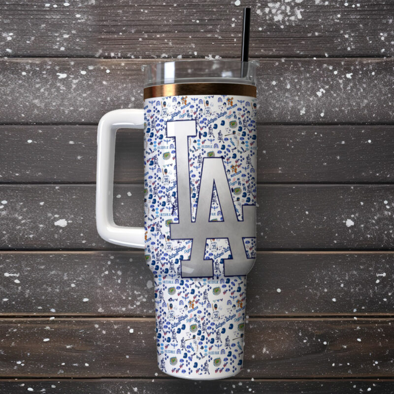 Los Angeles Dodgers MLB Sports Custom Stanley Quencher 40oz Stainless Steel Tumbler With Handle - Threewoofs - Image 2