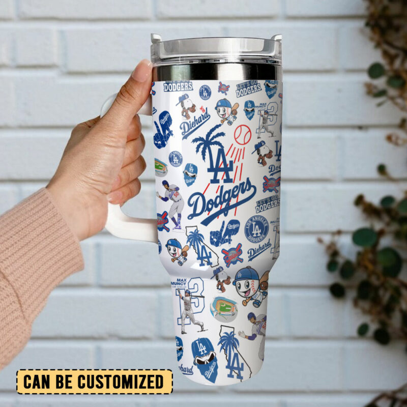 Los Angeles Dodgers MLB Sports Custom Stanley Quencher 40oz Stainless Steel Tumbler With Handle - Threewoofs - Image 3