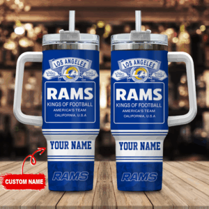 Custom Los Angeles Rams Tumbler with Handle - Personalized Football Fan Gift