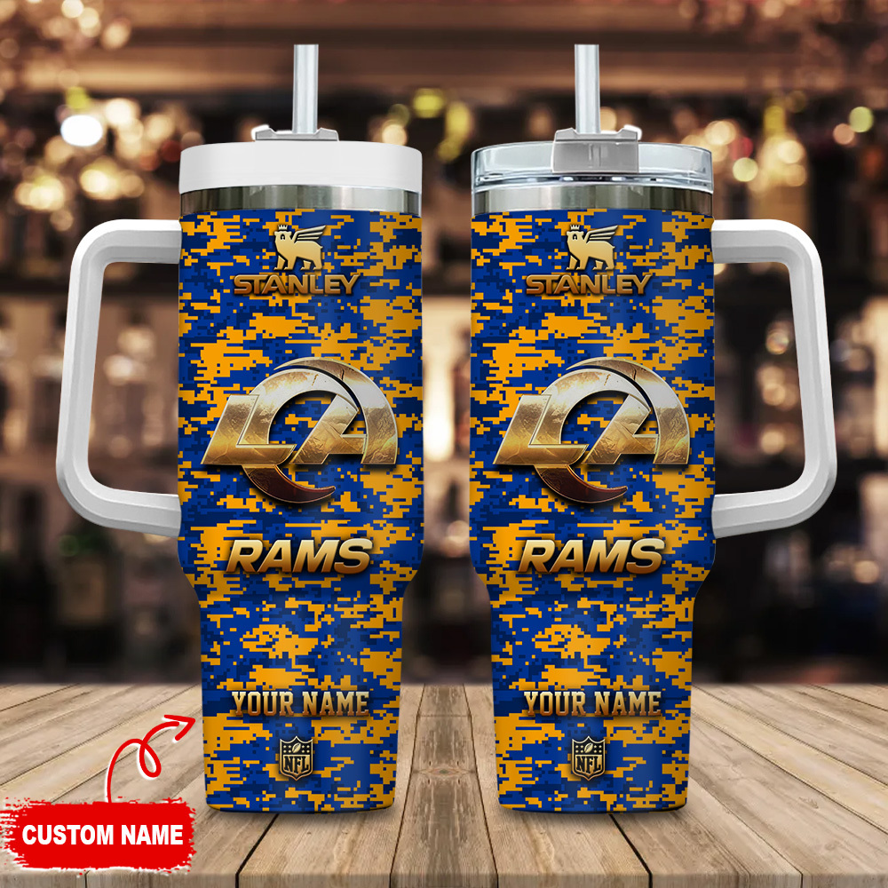 Custom LA Rams Tumbler with Handle - Personalized Drinkware for NFL Fans