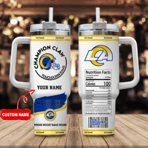 Custom Los Angeles Rams Tumbler - Personalized Name, Double-Wall Insulation, 40oz