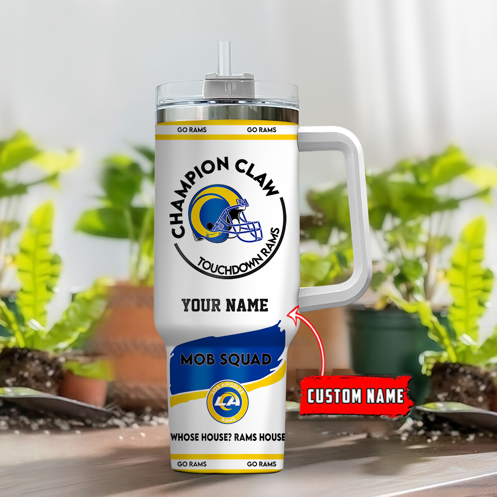 Custom Los Angeles Rams Tumbler - Personalized Name, Double-Wall Insulation, 40oz - Image 2