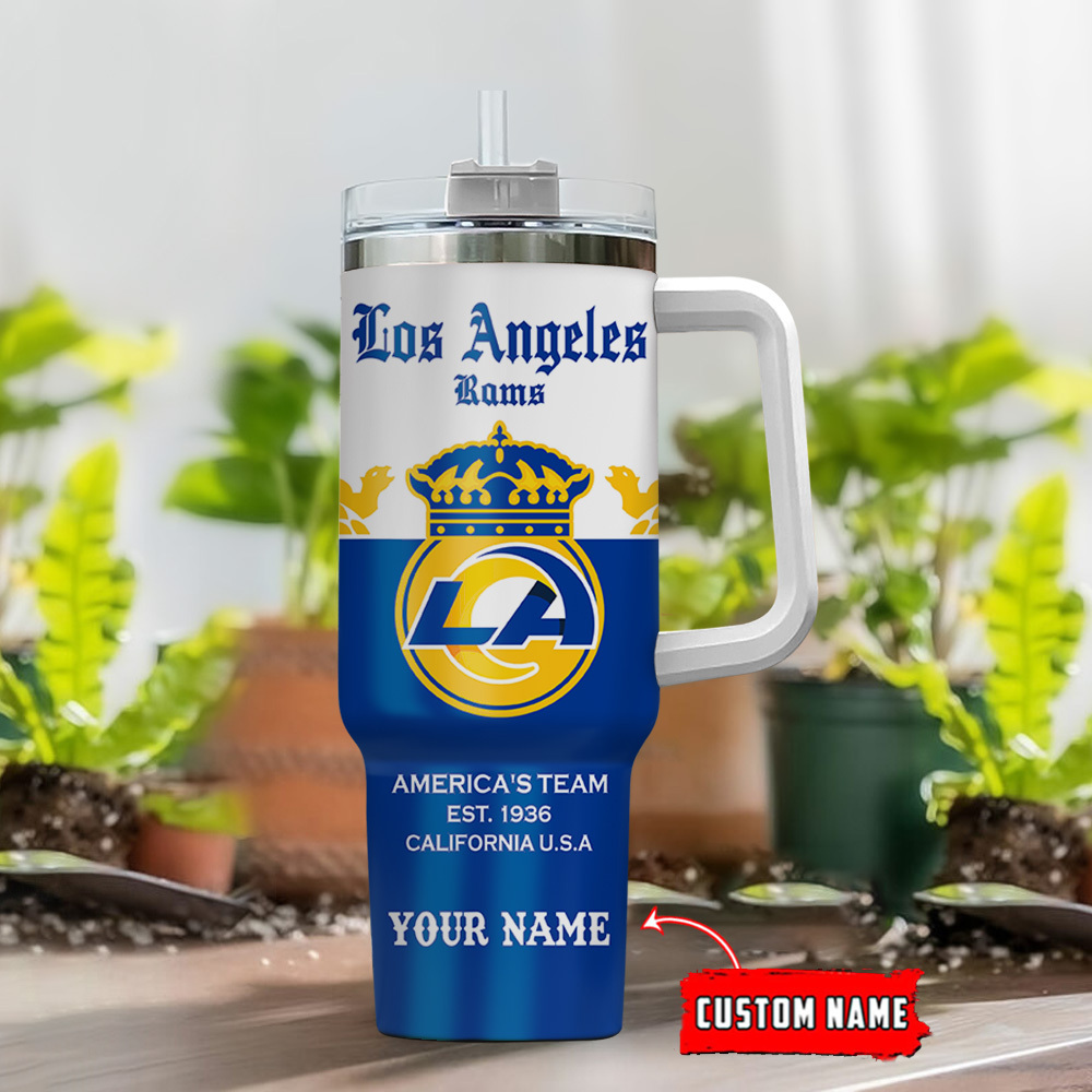 Customizable Los Angeles Rams Tumbler with Handle - Perfect Gift for Fans - Image 2