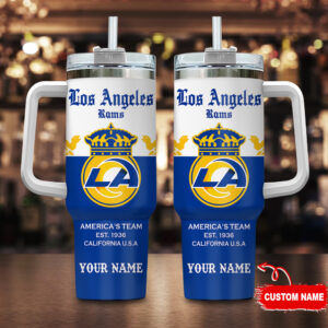 Customizable Los Angeles Rams Tumbler with Handle - Perfect Gift for Fans
