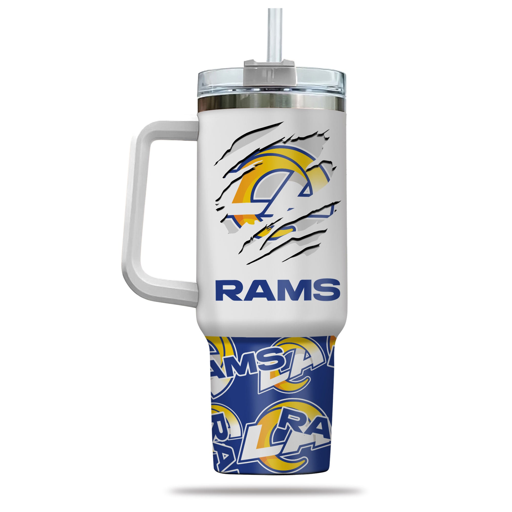 Stylish Rams Insulated Tumbler with Handle & Straw - Perfect for Hot & Cold Drinks - Image 3