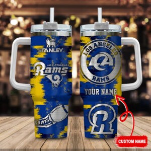 Custom Los Angeles Rams Personalized Tumbler with Handle & Straw