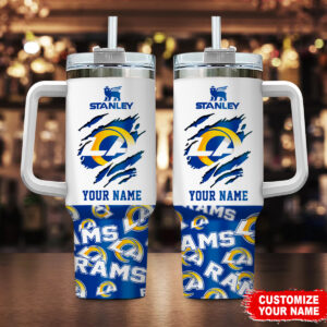 Custom Name Stanley Tumbler with Handle - Ultimate Fan Gift for Rams Supporters