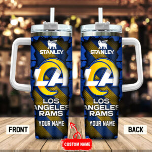 Custom Los Angeles Rams Tumbler with Handle & Straw - Personalized Gift