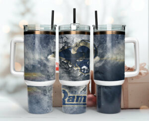 St. Louis Rams Tumbler - Insulated Travel Mug with Handle & Straw