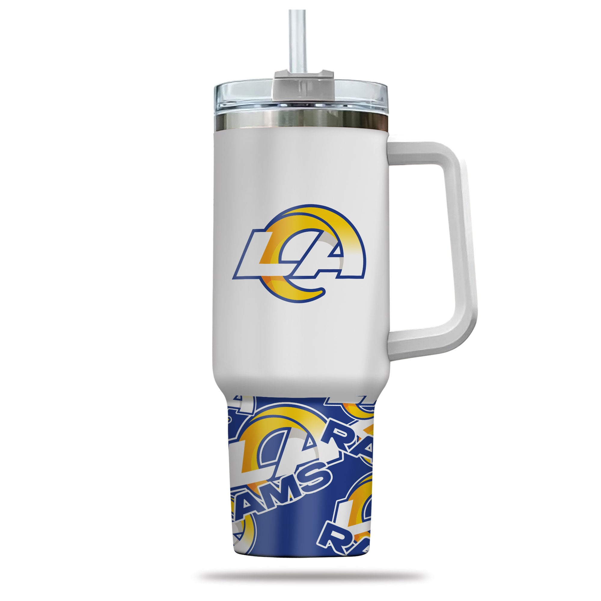 Stylish Rams Insulated Tumbler with Handle & Straw - Perfect for Hot & Cold Drinks - Image 2
