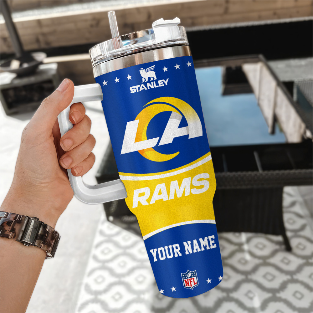 Custom LA Rams Stanley Tumbler with Handle - Personalized NFL Fan Mug - Image 3