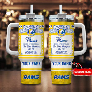 Custom Los Angeles Rams Tumbler with Handle - Personalized NFL Fan Gift