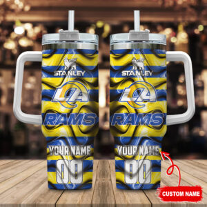 Custom LA Rams Insulated Tumbler with Handle and Straw - Personalize Your Drinkware