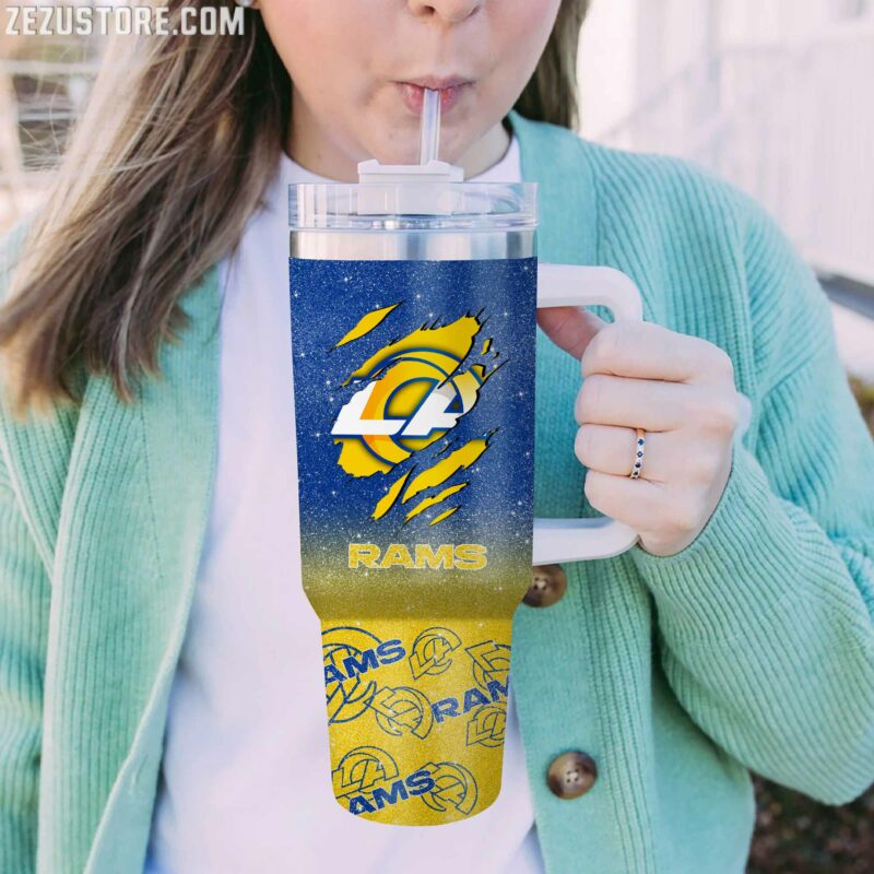 Personalized Rams Tumbler with Handle - Custom Name - Sports Fan Gift - Image 2
