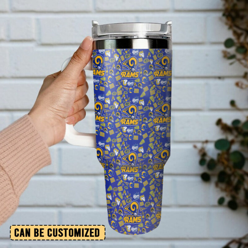 Los Angeles Rams NFL Custom Stanley Quencher 40oz Stainless Steel Tumbler With Handle - Threewoofs - Image 3