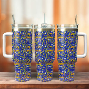 Los Angeles Rams NFL Custom Stanley Quencher 40oz Stainless Steel Tumbler With Handle - Threewoofs
