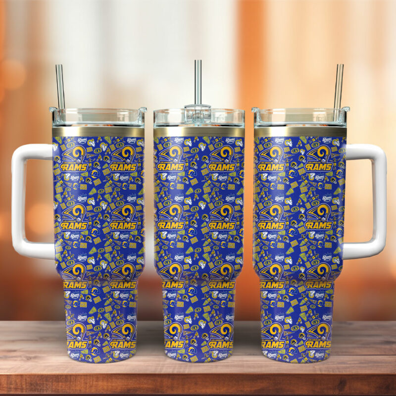 Los Angeles Rams NFL Custom Stanley Quencher 40oz Stainless Steel Tumbler With Handle - Threewoofs
