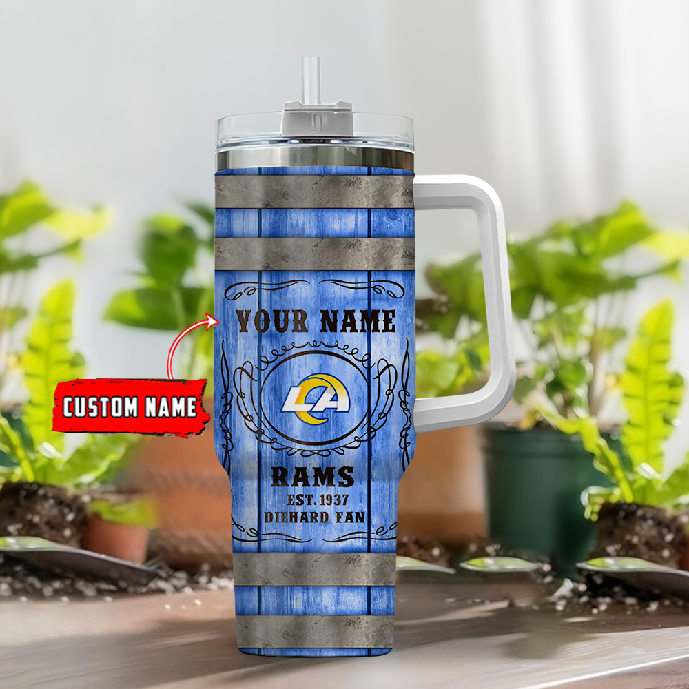 Custom Name Personalized Barrel Style NFL Tumbler with Handle & Straw - Image 4