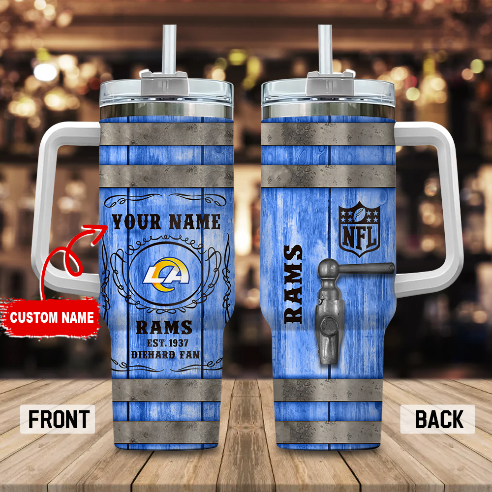 Custom Name Personalized Barrel Style NFL Tumbler with Handle & Straw - Image 3
