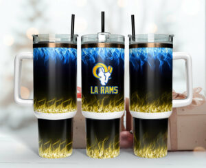 LA Rams Flame Insulated Tumbler with Handle - 40oz Stainless Steel