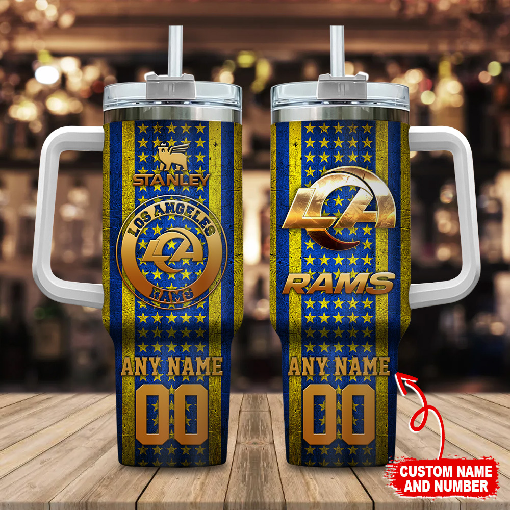 Custom Los Angeles Rams Tumbler – Personalized Name & Number Mug