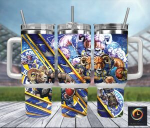 Vibrant Football Team Tumbler with Handle & Straw - Perfect for Fans