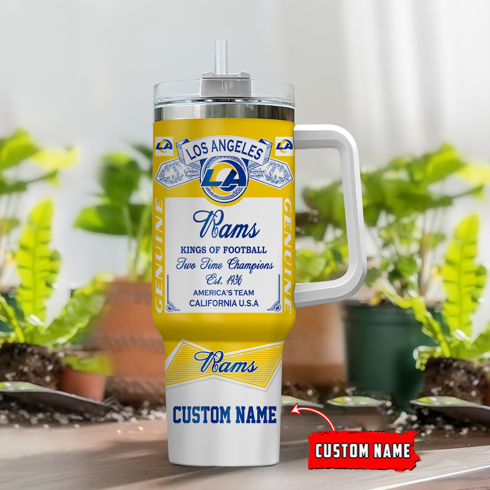 Custom Los Angeles Rams Tumbler with Handle - Personalized Fan Gift - Image 2