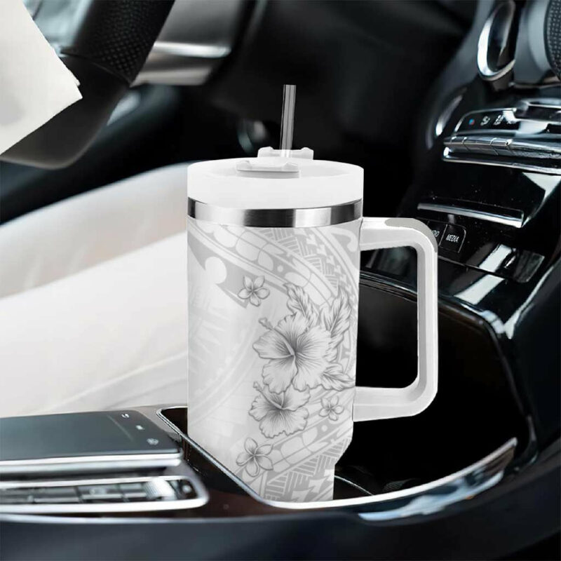 Lotu Tamaiti Samoa White Sunday Polynesian Tribal Elegant Custom Stanley Quencher 40oz Stainless Steel Tumbler With Handle - Threewoofs - Image 8