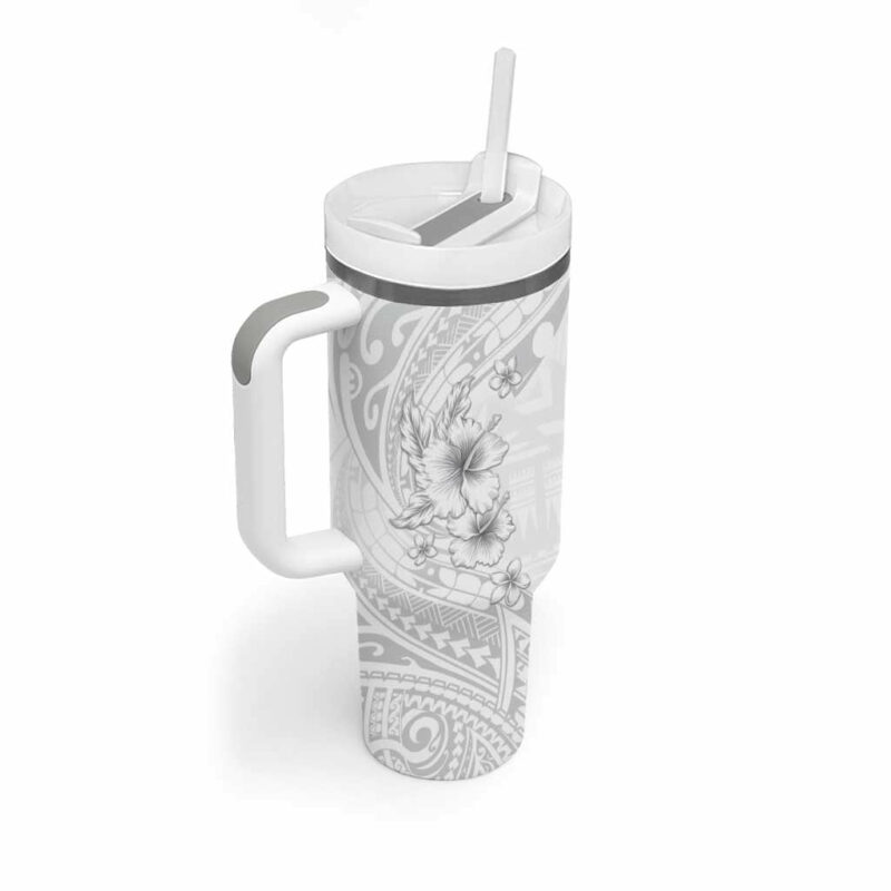 Lotu Tamaiti Samoa White Sunday Polynesian Tribal Elegant Custom Stanley Quencher 40oz Stainless Steel Tumbler With Handle - Threewoofs - Image 2