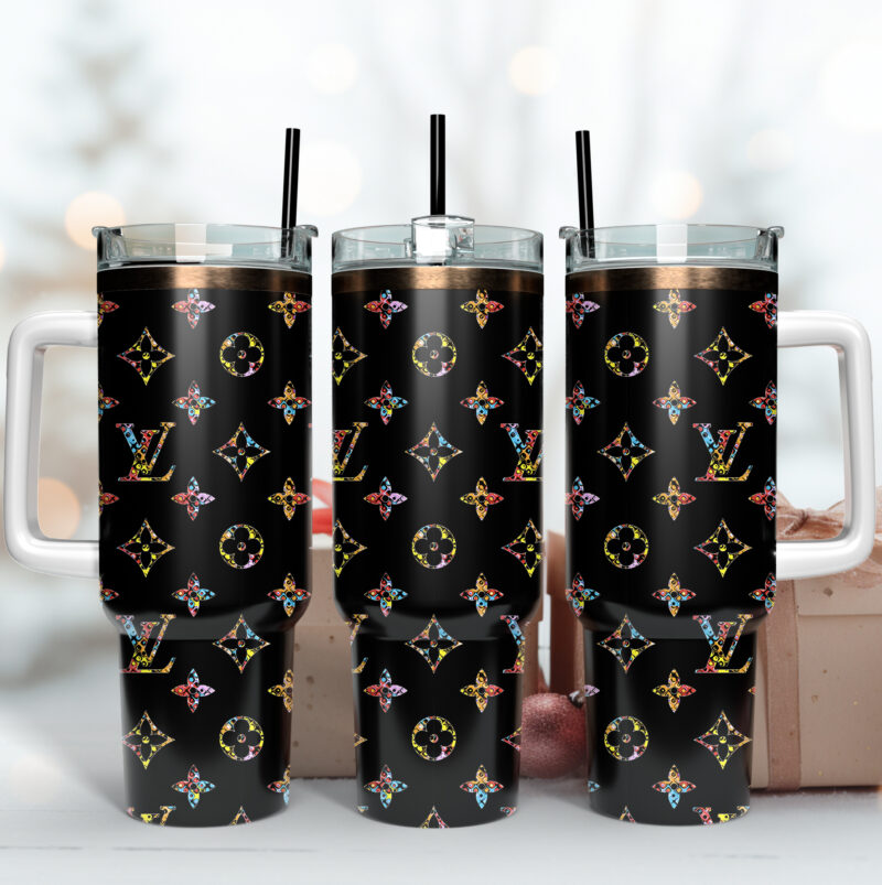 Louis Vuitton LV Logo Custom Stanley Quencher 40oz Stainless Steel Tumbler With Handle - Threewoofs