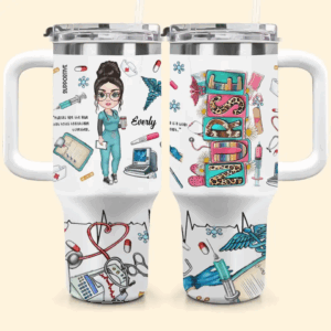 Love Being A Nurse Custom Stanley Quencher 40oz Stainless Steel Tumbler With Handle - Threewoofs
