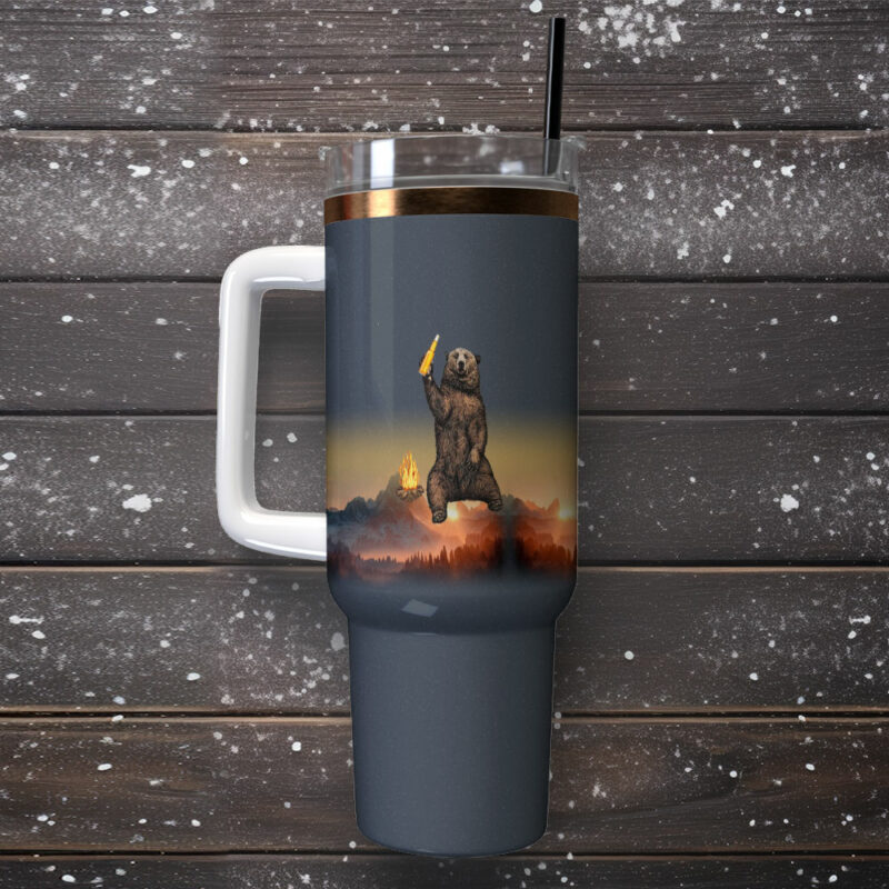 Love Camping Custom Stanley Quencher 40oz Stainless Steel Tumbler With Handle - Threewoofs - Image 2