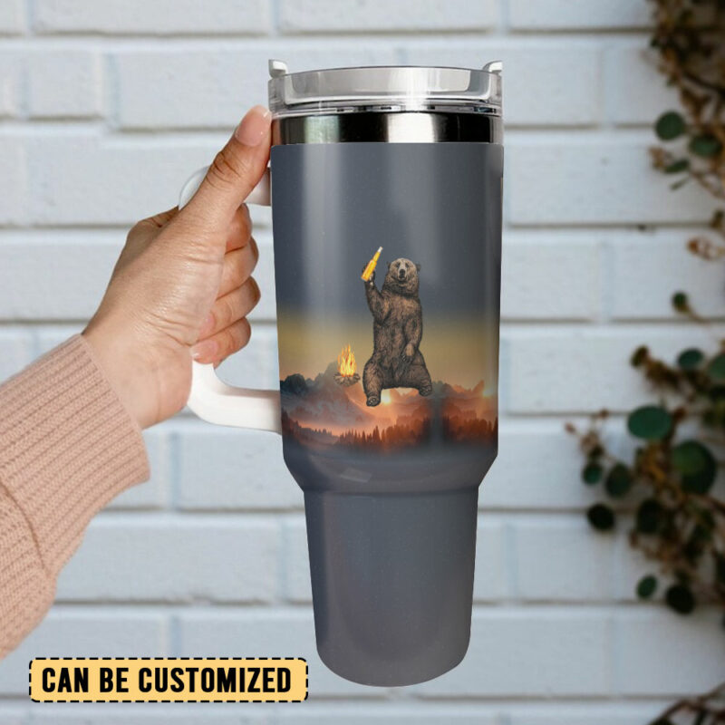 Love Camping Custom Stanley Quencher 40oz Stainless Steel Tumbler With Handle - Threewoofs - Image 3