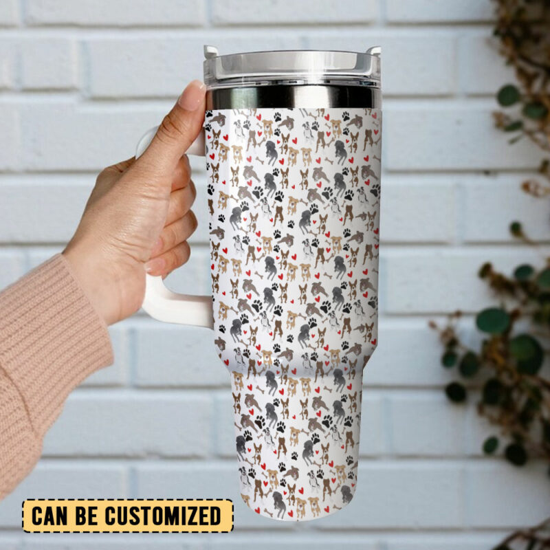 Love Dogs Custom Stanley Quencher 40oz Stainless Steel Tumbler With Handle - Threewoofs - Image 3