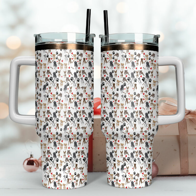 Love Dogs Custom Stanley Quencher 40oz Stainless Steel Tumbler With Handle - Threewoofs - Image 4
