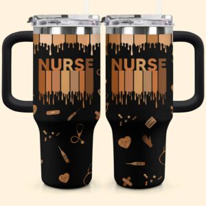 Love Nurse Life Custom Stanley Quencher 40oz Stainless Steel Tumbler With Handle - Threewoofs