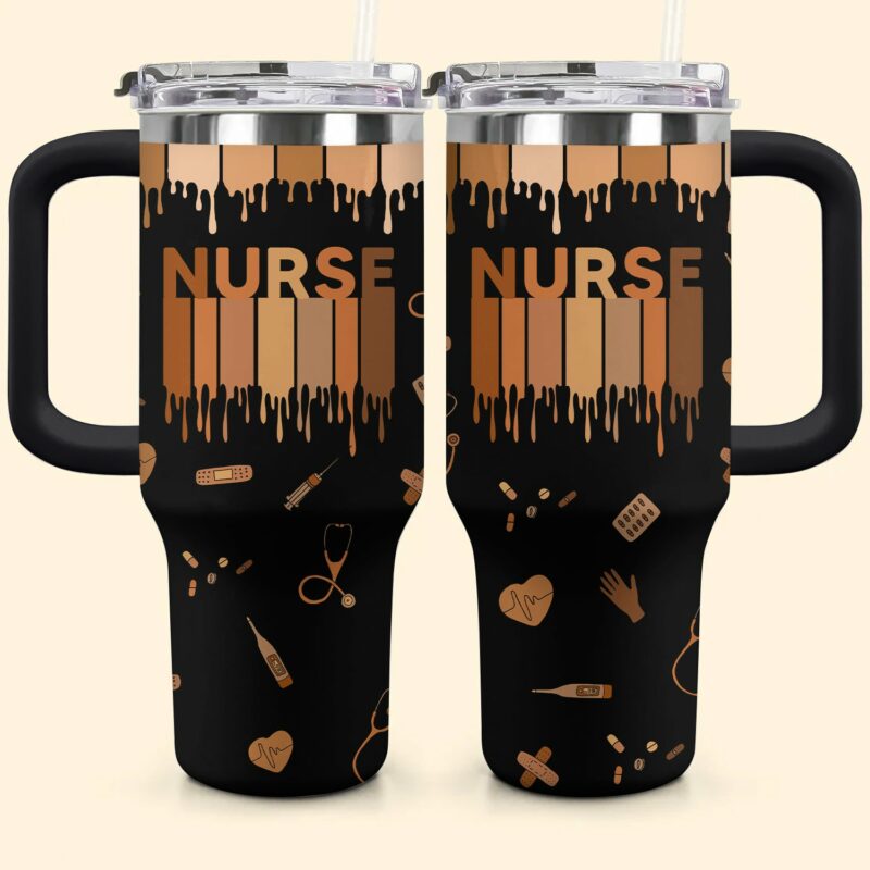 Love Nurse Life Custom Stanley Quencher 40oz Stainless Steel Tumbler With Handle - Threewoofs